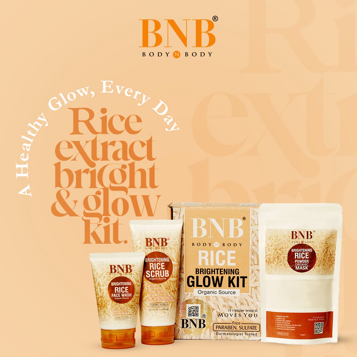 Rice Extract Brightening Glow Facial Kit 3-in-1
